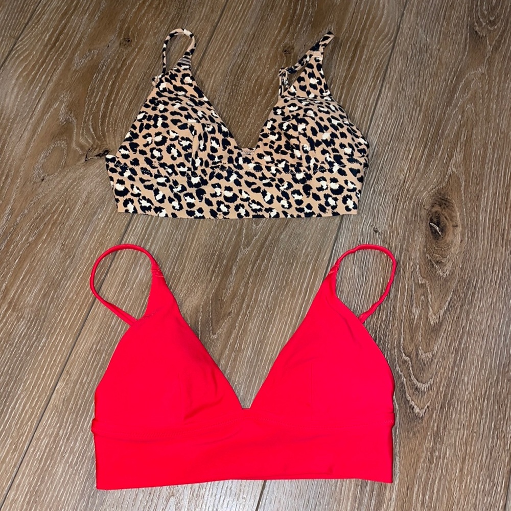 Aerie longline triangle bikini tops